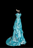 Niulatu Blue Sweetheart Neck A-Line Taffeta Long Prom Dresses Formal Evening Gowns HZ1103