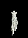 Niulatu White Halter Sheath Satin Prom Dresses Formal Evening Gowns HZ1103