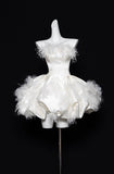Niulatu White Strapless A-Line Satin Short Prom Dresses Homecoming Dress HZ1103