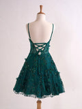 Niulatu Lavender Spaghetti Straps A-Line Tulle Applique Short Prom Dresses Homecoming Dress with Sequins HZ1103