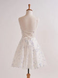 Niulatu Lavender Spaghetti Straps A-Line Tulle Applique Short Prom Dresses Homecoming Dress with Sequins HZ1103