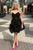 Niulatu Black Strapless A-Line Tulle Short Prom Dresses Homecoming Dress HZ1103