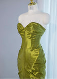 Niulatu Green Sweetheart Mermaid Satin Long Prom Dresses Formal Evening Gowns HZ1103