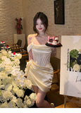 Niulatu White Off-the-shoulder Bodycon Satin Short Prom Dresses Homecoming Dress HZ1103