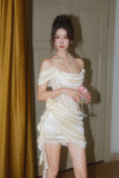 Niulatu White Off-the-shoulder Bodycon Satin Short Prom Dresses Homecoming Dress HZ1103