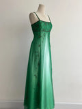 Niulatu Green Gradient Spaghetti Strap A-Line Satin Beaded Chiffon Long Prom Dresses Vintage Formal Evening Gowns HZ1103