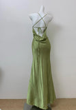 Niulatu Olive Green Spaghetti Straps Mermaid Satin Long Prom Dresses Formal Evening Gowns With Backless HZ1103