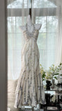 Niulatu White Halter Neck A-Line Chiffon Sequin Long Prom Dresses Formal Evening Gowns HZ1103