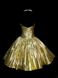 Niulatu Gold Sweetheart Neck A-Line Homecoming Dress Satin Beaded Short Prom Dresses HZ1103