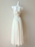 Niulatu White Spaghetti Straps A-Line Chiffon Long Prom Dresses Sweet Evening HZ1103