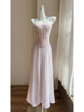Niulatu Light Purple Spaghetti Strap A-Line Chiffon Long Prom Dresses Formal Evening Gowns with Lace Appliques HZ1103