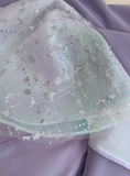 Niulatu Lavender Spaghetti Straps A-Line Satin Short Prom Dresses Glitter Tulle Homecoming Dresses with Bows HZ1103