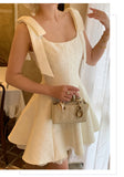 Niulatu Light Apricot Square Neck Satin A-Line Short Prom Dresses Homecoming Dresses HZ1103