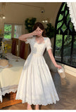 Niulatu White Square Neck A-Line Lace Applique Party Dresses Birthday Evening Gowns HZ1103