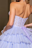 Niulatu Lavender Sweetheart A-Line Tulle Lace Short Prom Dresses Homecoming Dresses HZ1103