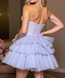 Niulatu Lavender Sweetheart A-Line Tulle Lace Short Prom Dresses Homecoming Dresses HZ1103