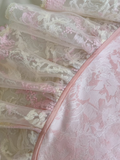 Niulatu Pink Spaghetti Straps A-Line Satin Jacquard Lace Short Prom Dresses Homecoming Dresses with Beading HZ1103