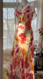 Niulatu Spaghetti Straps Sheath Print Chiffon Prom Dresses Formal Evening Gowns HZ1103