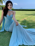 Niulatu Blue Sweetheart Mermaid Chiffon Summer Dress HZ1103