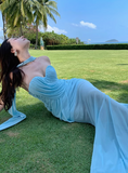 Niulatu Blue Sweetheart Mermaid Chiffon Summer Dress HZ1103