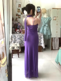 Niulatu Purple Spaghetti Straps Sheath Chiffon Ruffle Party Dress Y2K Formal Evening Gowns HZ1103