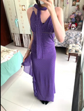 Niulatu Purple Spaghetti Straps Sheath Chiffon Ruffle Party Dress Y2K Formal Evening Gowns HZ1103