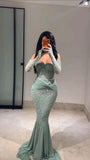 Niulatu Mint Green Sweetheart Mermaid Chiffon Long Prom Dresses Formal Evening Gowns with Appliques HZ1031
