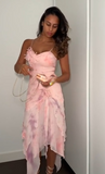 Niulatu Spaghetti Straps Sheath Chiffon Beaded Short Prom Dresses Blush Pink Evening Gowns HZ1031