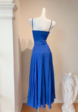 Niulatu Royal Blue Spaghetti Straps Chiffon A-Line Chiffon Long Prom Dresses Party Dress HZ1031