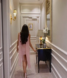 Niulatu Pink Strapless Bodycon Chiffon Short Prom Dresses Party Dress HZ1031