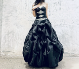 Niulatu Black Strapless A-Line Satin Long Prom Dresses Formal Evening Gowns HZ1031