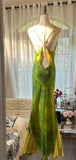 Niulatu Green Spaghetti Straps Mermaid Chiffon Long Prom Dresses Elegant Evening Gowns with Beading HZ1031