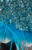 Niulatu Blue Strapless A-Line Sequin Short Party Dresses Homecoming Dresses HZ1031