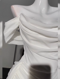 Niulatu White Off Shoulder Sheath Chiffon Short Prom Dresses Fashion Homecoming Dresses HZ1031
