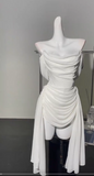 Niulatu White Off Shoulder Sheath Chiffon Short Prom Dresses Fashion Homecoming Dresses HZ1031