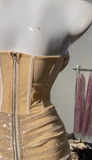 Niulatu Strapless Light Champagne Bodycon Velvet Short Prom Dresses Homecoming Dresses HZ1031