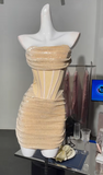 Niulatu Strapless Light Champagne Bodycon Velvet Short Prom Dresses Homecoming Dresses HZ1031