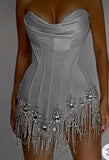 Niulatu Grey Sweetheart Bodycon Satin Short Prom Dresses Homecoming Dresses HZ1031
