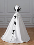Niulatu White Sweetheart Neck A-Line Satin Long Wedding Dresses HZ1031