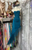 Niulatu Dark Teal Strapless Sheath Satin Long Prom Dresses Formal Evening Gowns HZ1031