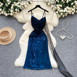 Niulatu Navy Blue Spaghetti Straps Sheath Satin Short Party Dress for Birthday&Cocktail HZ1031