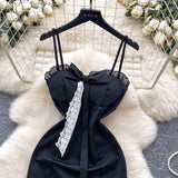 Niulatu Purple Spaghetti Strap Bodycon Lace Short Party Dress HZ1031