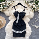 Niulatu Purple Spaghetti Strap Bodycon Lace Short Party Dress HZ1031