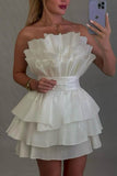 Niulatu Strapless A-Line Short Stunning Prom Dress Fashion Homecoming Dress with Pleats HZ1031