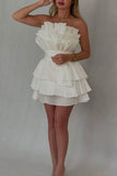 Niulatu Strapless A-Line Short Stunning Prom Dress Fashion Homecoming Dress with Pleats HZ1031