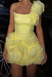 Niulatu One Shoulder Sheath Tulle Short Stunning Prom Dresses Fashion Homecoming Dresses HZ1031