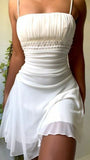 Niulatu White Spaghetti Straps Sleeveless Chiffon Short Prom Dresses HZ1031