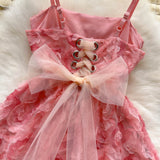 Niulatu Pink Spaghetti Straps A-Line Printed Chiffon Short Stunning Party Dress HZ1031