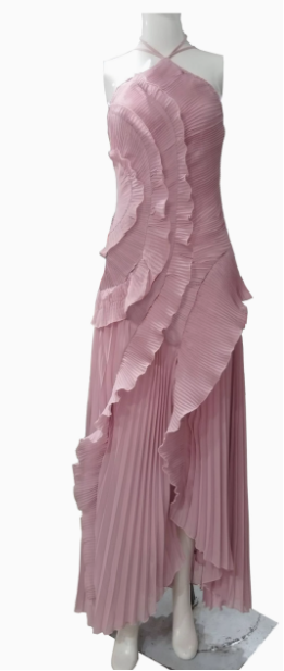 Niulatu Purple Halter A-Line Guest Dresses Chiffon Ruffles Long Prom Dresses Birthday Dresses HZ1031