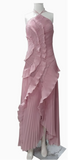 Niulatu Purple Halter A-Line Guest Dresses Chiffon Ruffles Long Prom Dresses Birthday Dresses HZ1031